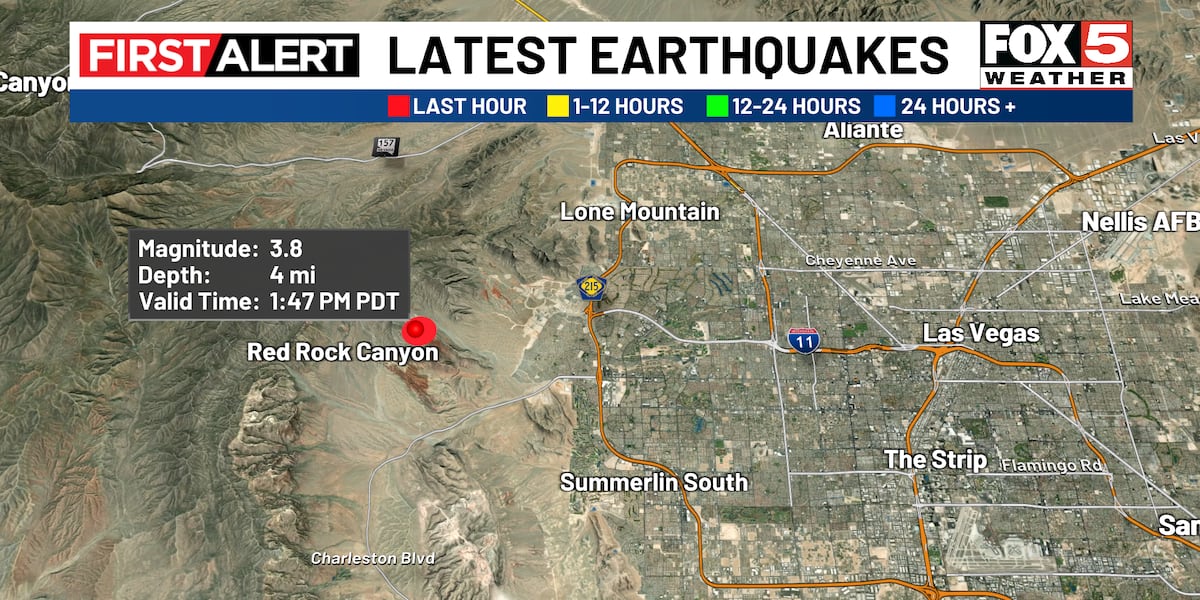 Magnitude 3.8 Earthquake Strikes 14 Miles West of Las Vegas Magnitude 3.8 Earthquake Strikes 14 Miles West of Las Vegas