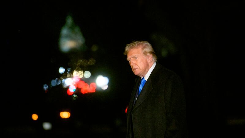 President Donald Trump walks from Marine One upon arrival on the South Lawn of the White House...