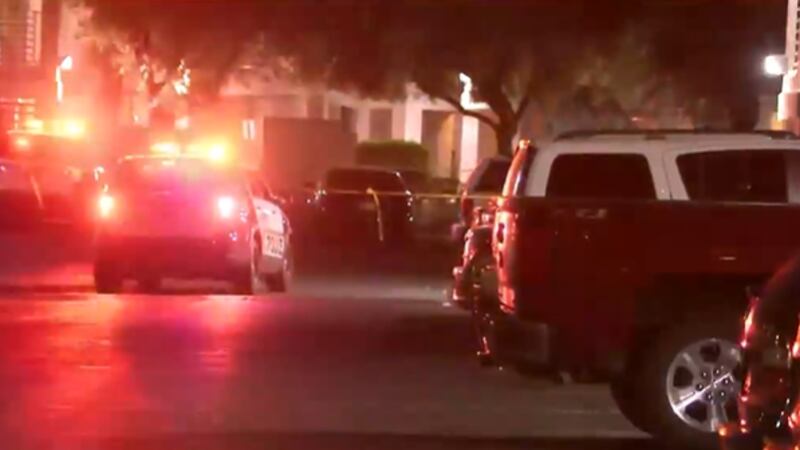 Photo of police scene at Desert Inn Road and Boulder Highway.