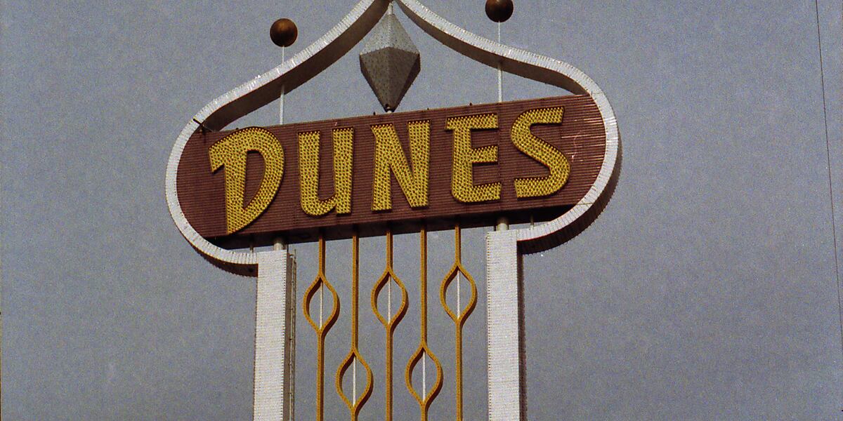 Restored Dunes Hotel sign to be reilluminated at Las Vegas Neon Museum Restored Dunes Hotel sign to be reilluminated at Las Vegas Neon Museum