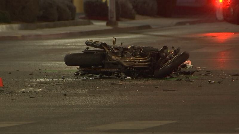 A motorcyclist is dead after a crash in the central Las Vegas valley involving a bus on...