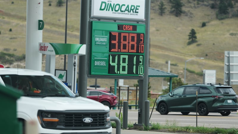 Gas prices are displayed at a Sinclair gas station along Interstate 70, Thursday, July 23,...