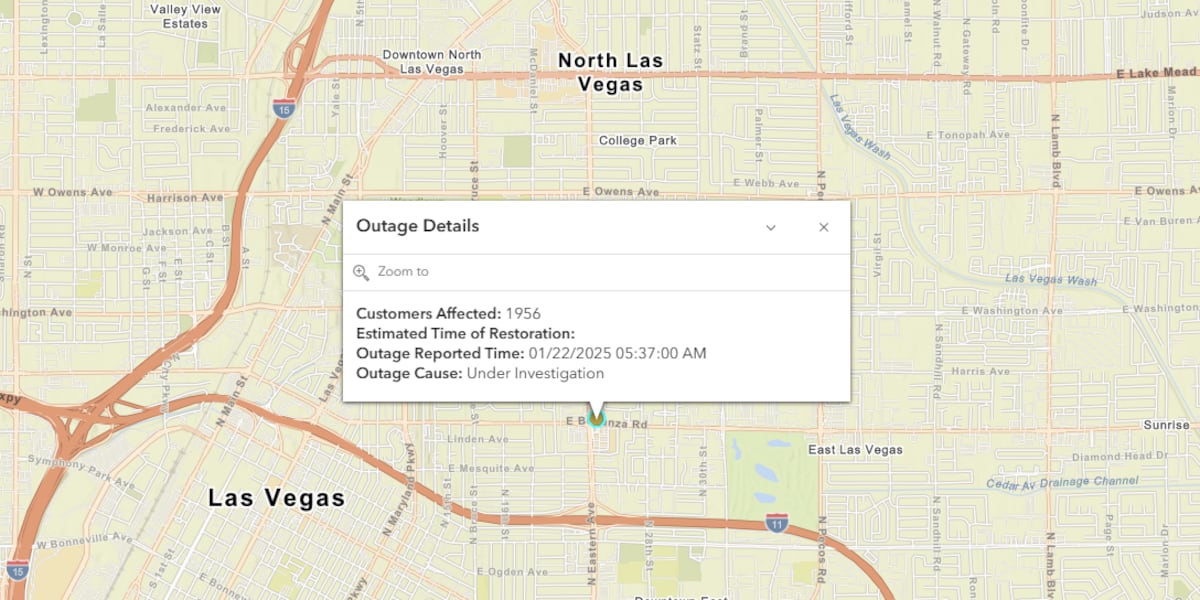Power outage affecting 2,000 customers near downtown Las Vegas Power outage affecting 2,000 customers near downtown Las Vegas