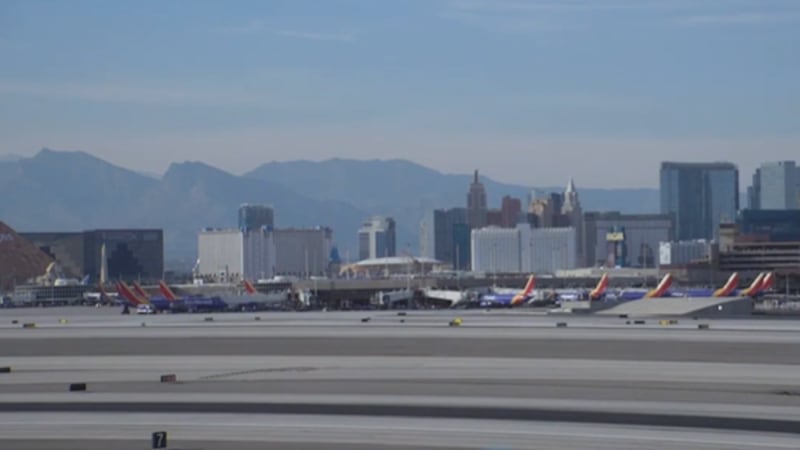 Live shot of Harry Reid airport on Tuesday, February 13, 2024.