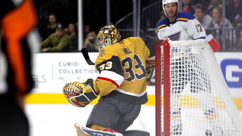 The Knight’s netminder's return lasted less than seven minutes.