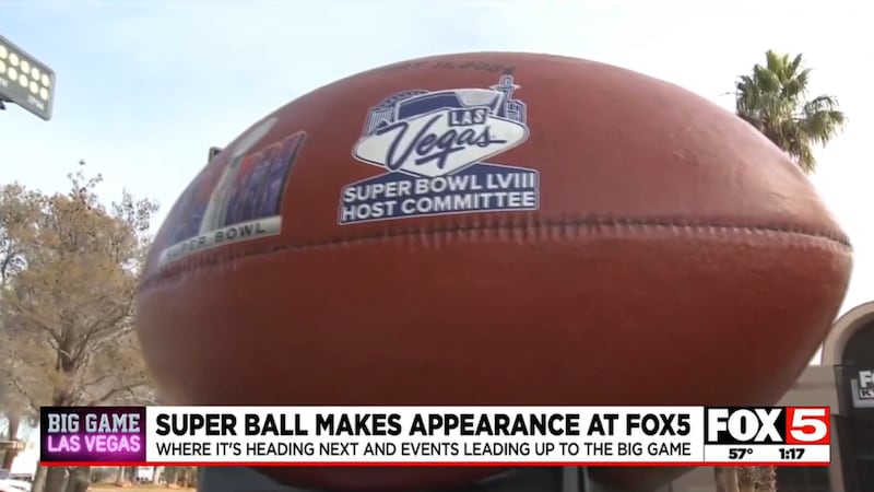 The Super Ball stopped at FOX5's studio in Henderson on Wednesday. It'll be at Fashion Show...
