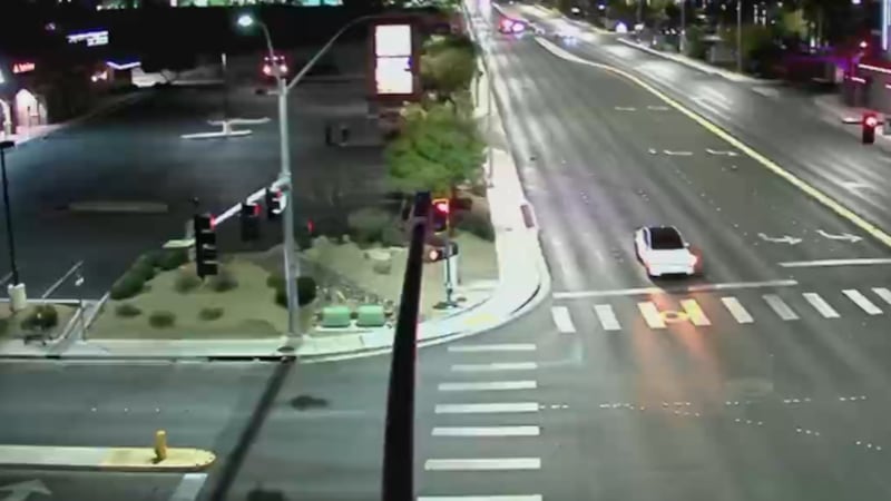 Las Vegas police say a suspect ‘took’ a bus, ran a red light and hit a motorcyclist in west...