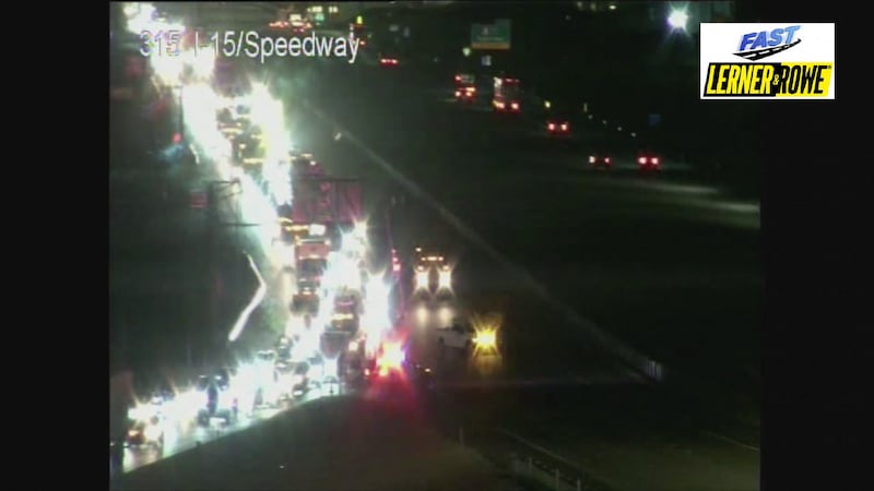 Police respond to crash that left two people dead along the I-15 near the speedway on Friday,...