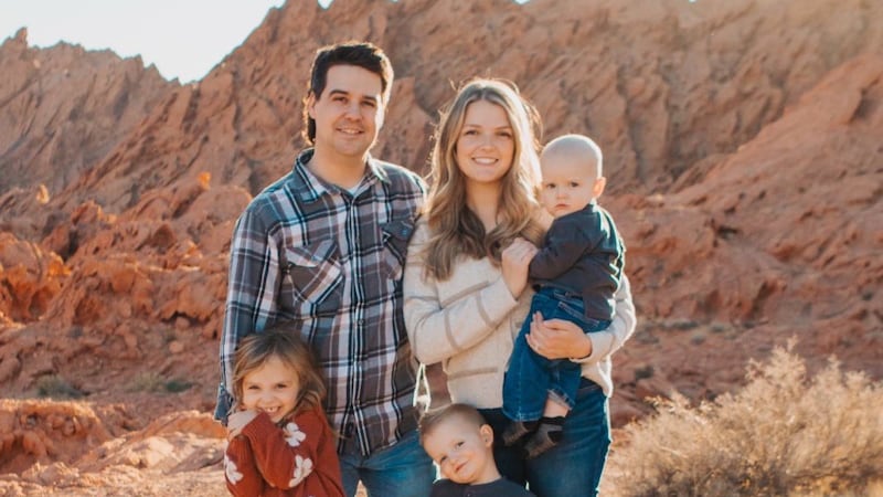 Las Vegas police shared a photo of the Pulsipher family, including Officer Colton Pulsipher...