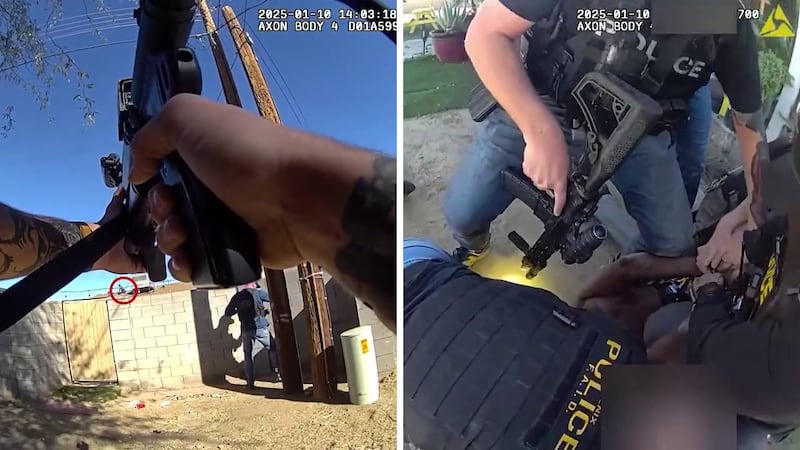 Phoenix police have released body-cam video of the pursuit and arrest of a suspect who...