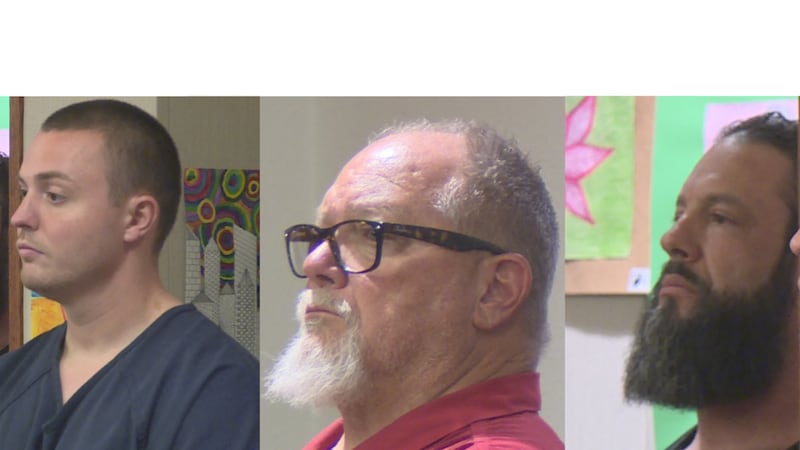 From left: Russell Smith, Richard Devries and Stephen Alo appear in court on June 2, 2022.