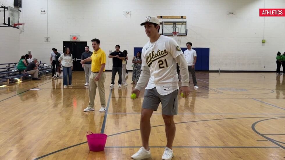 A’s players Tyler Soderstrom and Lawrence Butler visit Boys & Girls of Southern Nevada in Las...
