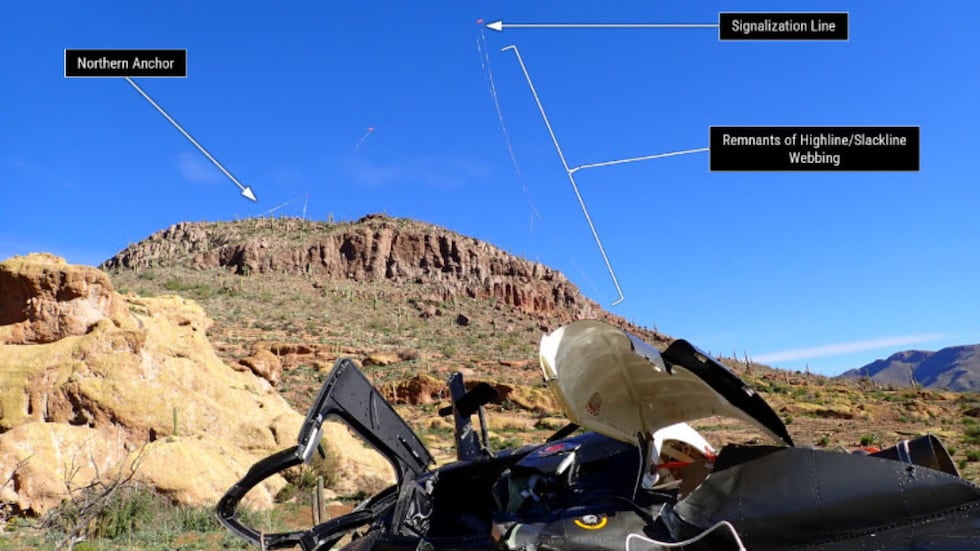 The crash occurred on Jan. 2, when a MD 369FF helicopter crashed into a recreational slackline...