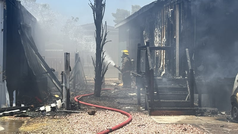 Fire crews respond to fire near Tropicana and Jones on Friday, June 5, 2026.