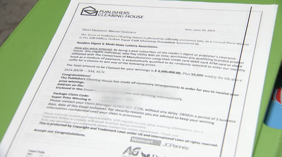 Scammers posed as officials with Publishers Clearing House to scam Las Vegas veteran.