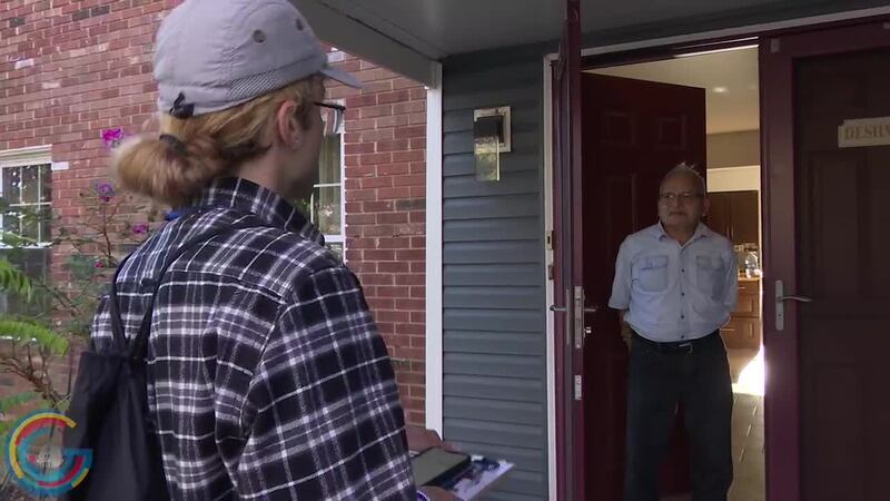 Harris supporter talks to Pennsylvania voter in the final weeks before Election Day 2024.