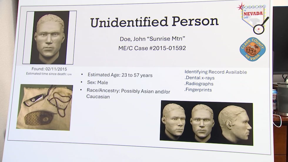 The Clark County Coroner says posters like this will be up throughout the "Missing in Nevada...
