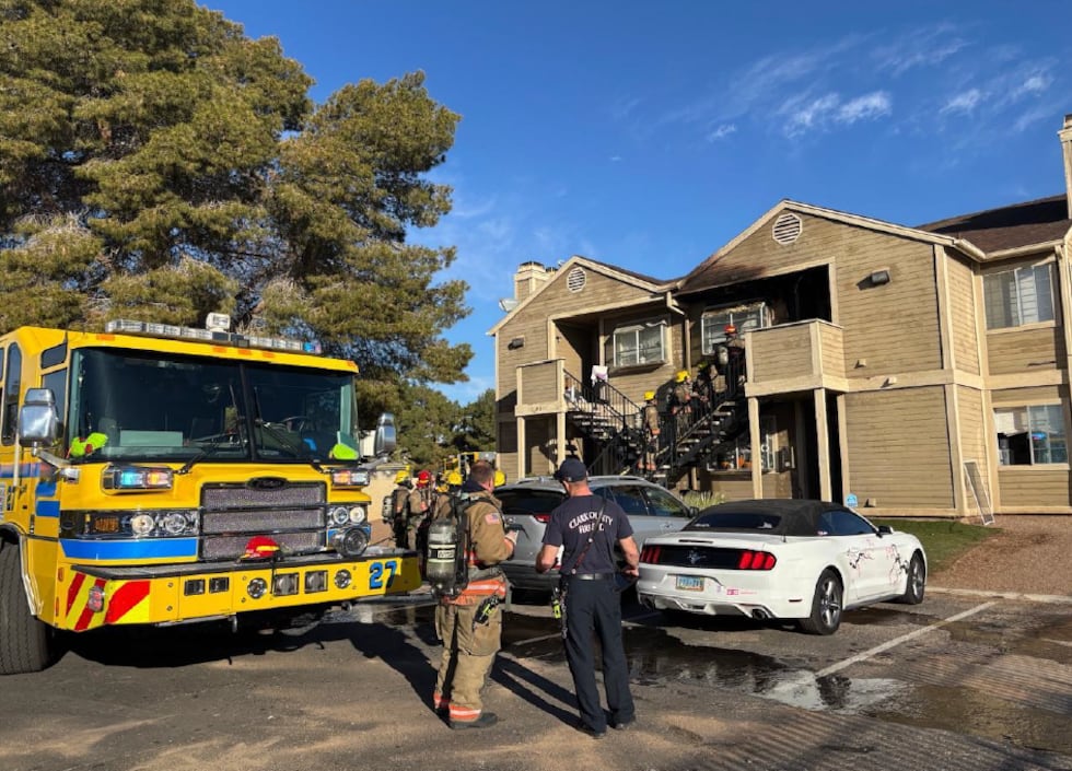 The Clark County Fire Department says it’s investigating an east Las Vegas apartment fire.