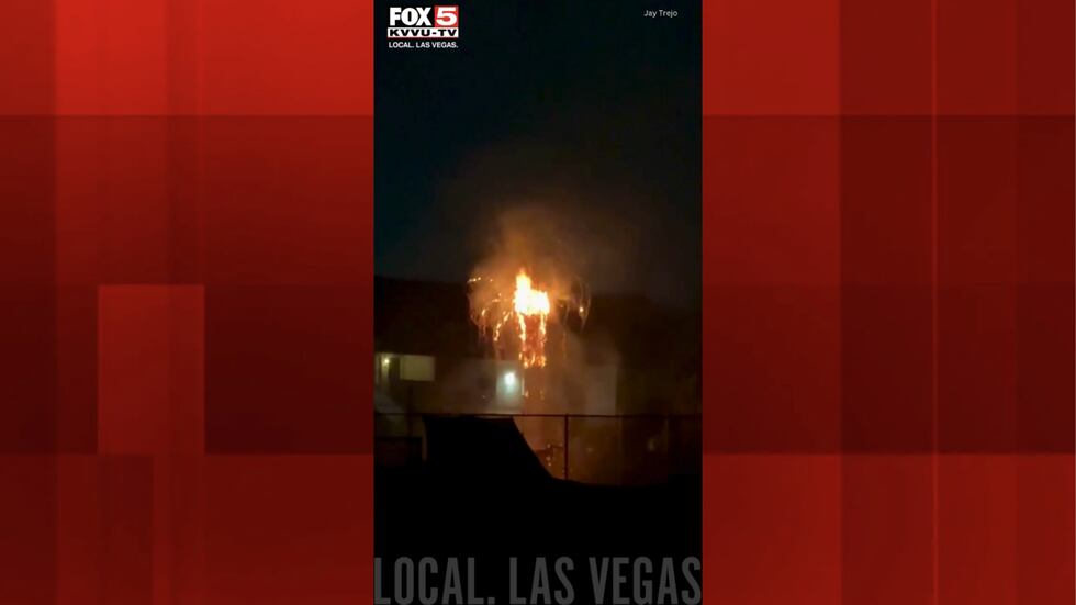 FOX5 viewer shares video of tree that caught fire near Simmons Street and Lake Mead Boulevard.