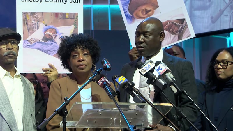 (Center) Ramon McGhee's mother Lisa Choat is shown with civil rights attorney Ben Crump, right.