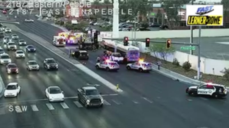 Multi-vehicle crash closes southbound lanes at Eastern Avenue and Pebble Road