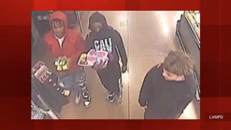 Las Vegas police are searching for three suspects accused of threatening employees at a valley...