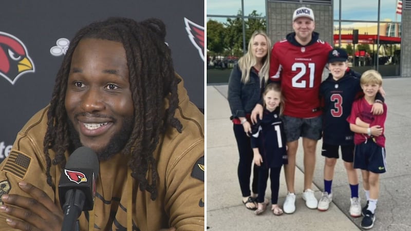 Cardinals linebacker Jesse Luketa asked the Phillips family for a ride to State Farm Stadium...