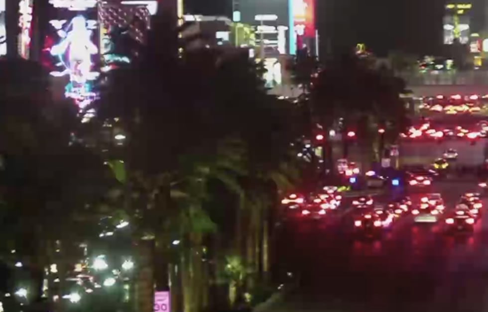 Las Vegas police are on scene near a Strip resort after a stolen car stopped at Flamingo and...