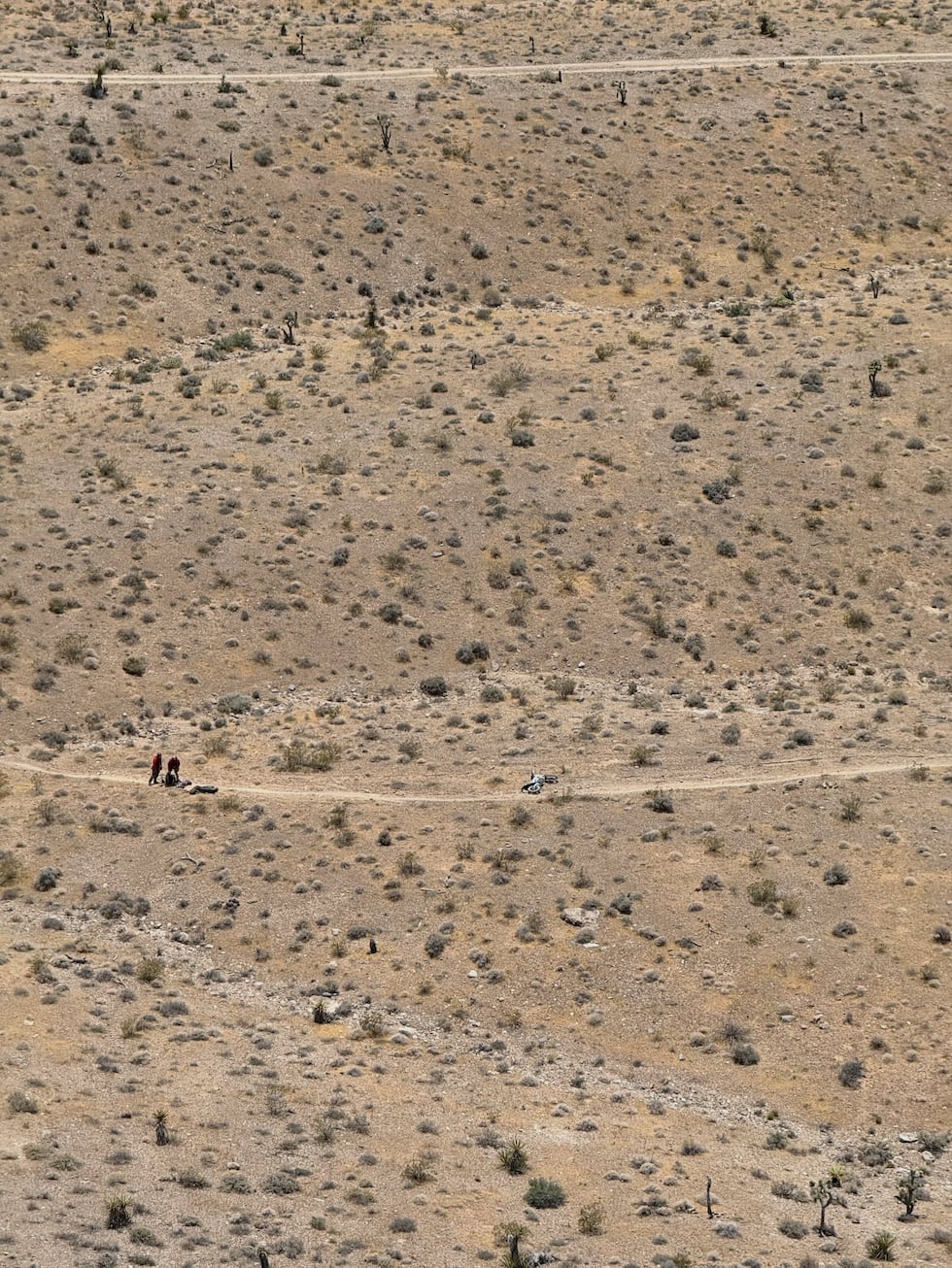 A motorcyclist was rescued Friday west of Skye Canyon after an off-road crash.