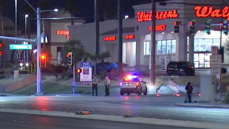 Las Vegas police respond to a crash that left a pedestrian critically injured on Tuesday, Feb....