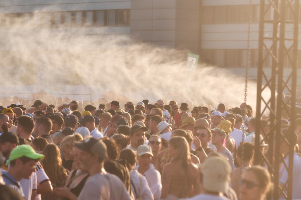 Thousands of fans are celebrating at a concert by techno star Paul Kalkbrenner on the...