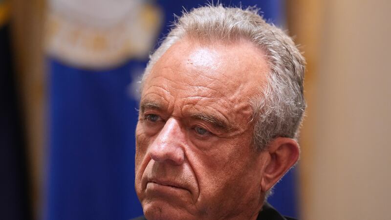 FILE - Secretary of Health and Human Services Robert F. Kennedy Jr., listens during a Cabinet...