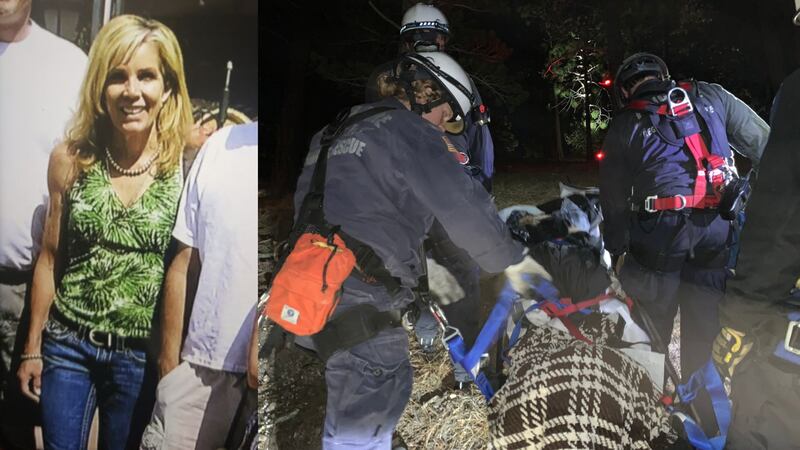 Gale Stewart, 64, was rescued after being found clinging to a tree hours she disappeared.