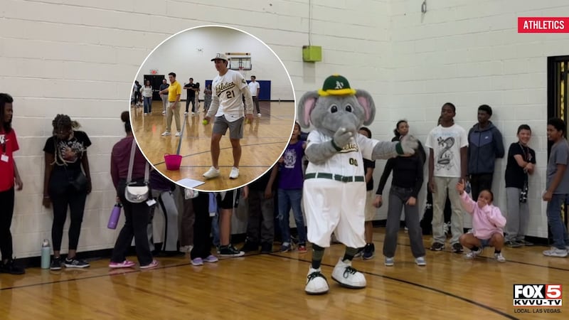 A’s players Tyler Soderstrom and Lawrence Butler visit Boys & Girls of Southern Nevada in Las...