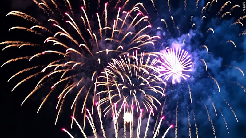 Fireworks being displayed at night, Photo Date: Undated