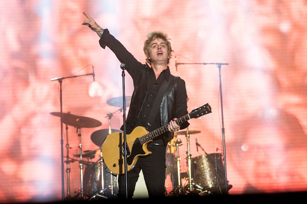 Billie Joe Armstrong of Green Day performs during Louder Than Life Music Festival on Sunday,...