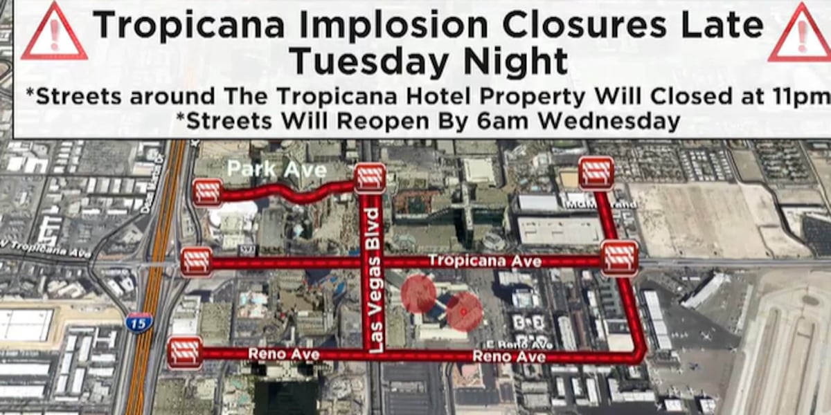 Traffic Closures Around Las Vegas Strip Ahead Of Tropicana Implosion traffic-closures-around-las-vegas-strip-ahead-of-tropicana-implosion