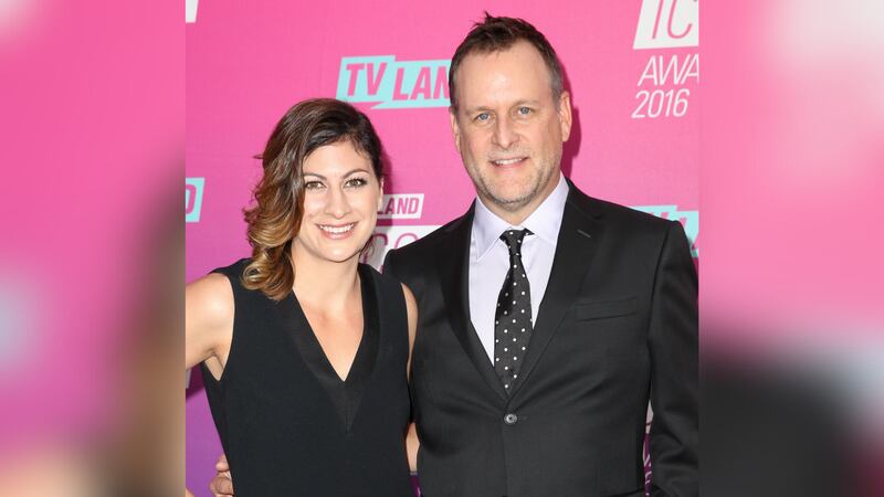 Dave Coulier, right, and Melissa Bring Coulier arrive at the 2016 TV Land Icon Awards at...