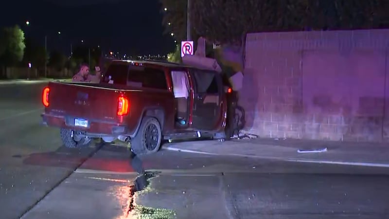 A driver is seriously injured after crashing a truck into a wall in the northwest Las Vegas...