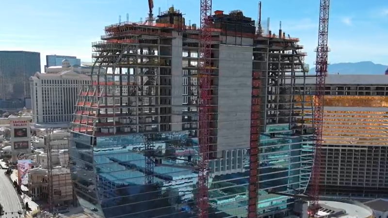 FOX5's Drone Camera captures recent construction on the Hard Rock Las Vegas tower.
