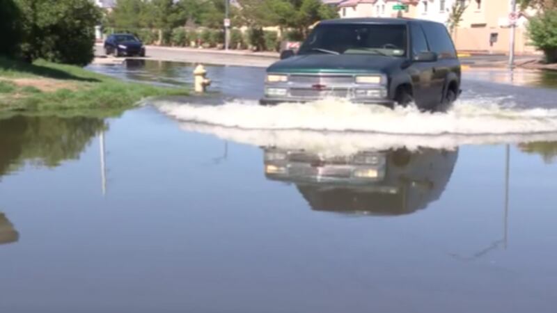 The Sunrise Manor neighborhood in Las Vegas is still flooded following severe weekend storms
