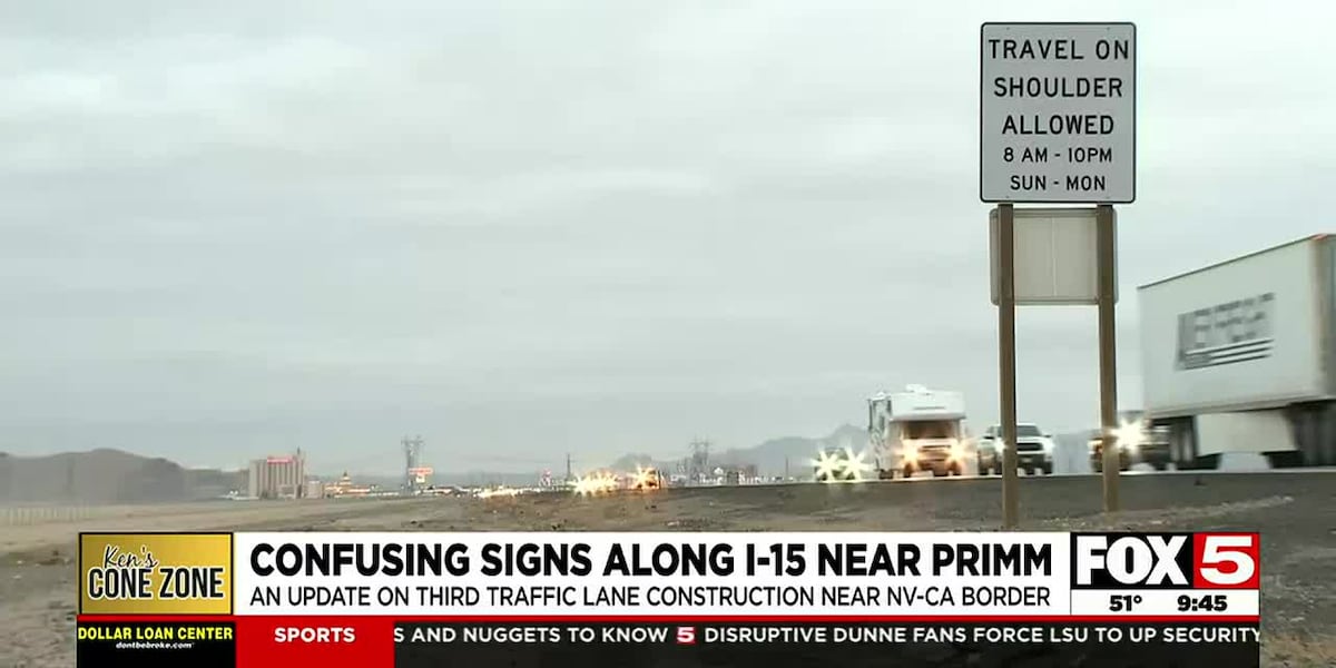 Cone Zone: Confusing signs located along I-15 near Primm