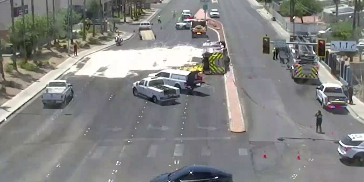 Firefighters respond to overturned firetruck in North Las Vegas Firefighters respond to overturned firetruck in North Las Vegas