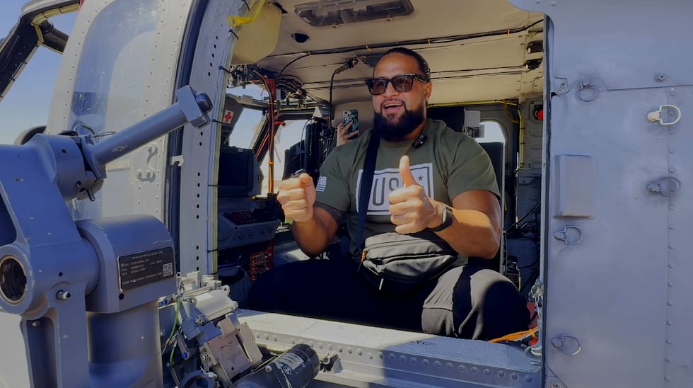 WWE superstars visited Nellis Air Force Base during WrestleMania week in Las Vegas.