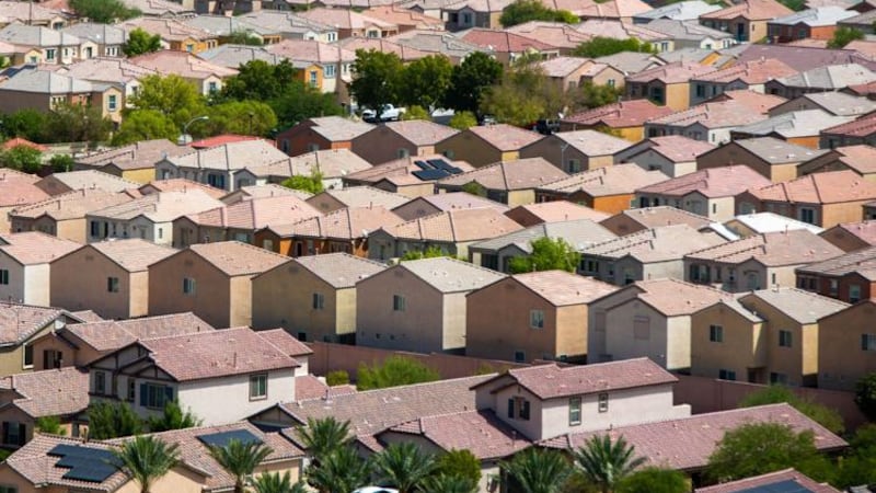 An aerial view of Las Vegas Valley homes on Jan. 4, 2021.