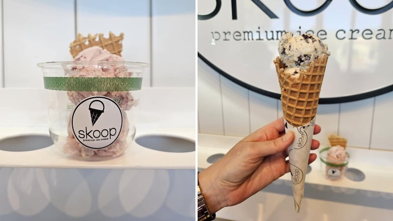 Some of the main flavors at Skoop are strawberry with fresh fruit, cookies and cream with...