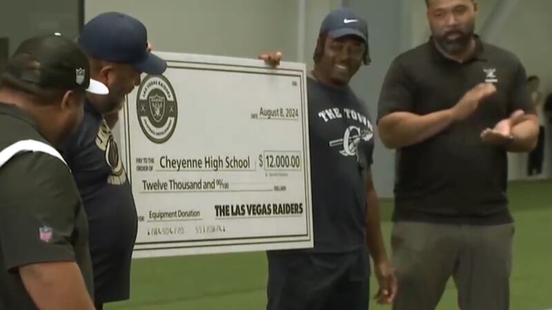 The Las Vegas Raiders donated $12,000 to Cheyenne High School's football teams.