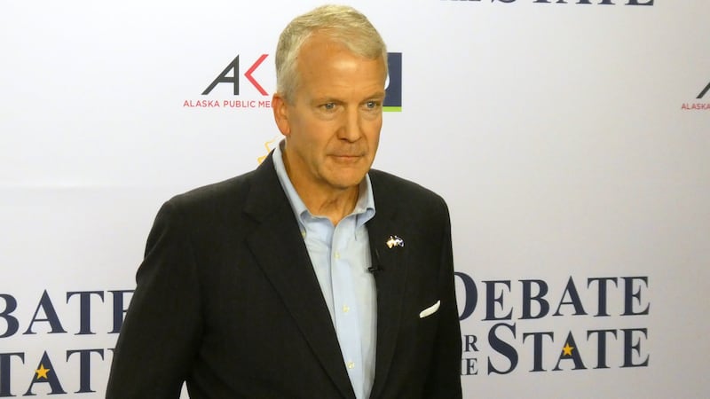 In this photo shot with a smart phone, Alaska Republican U.S. Sen. Dan Sullivan poses ahead of...
