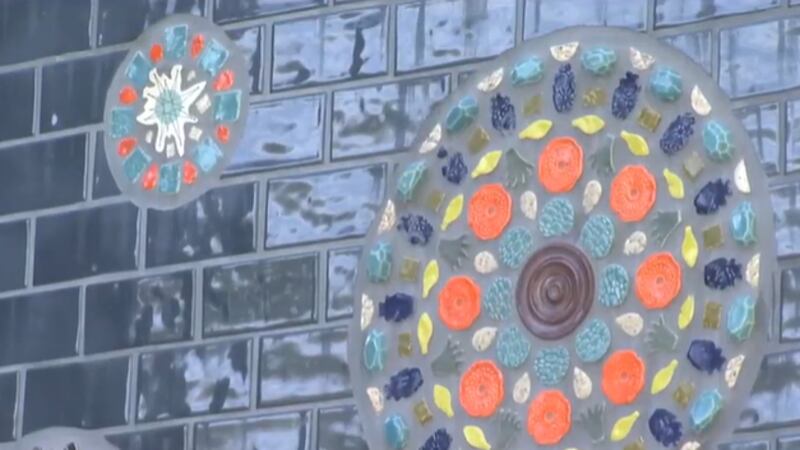 Monday morning, Clark County Commissioner Michael Naft joined in dedicating the mosaic “Mojave...