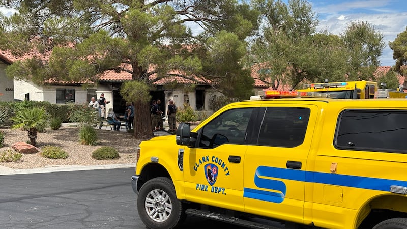 Crews respond to a garage fire near Harmon and Pecos on Monday, September 21, 2026.